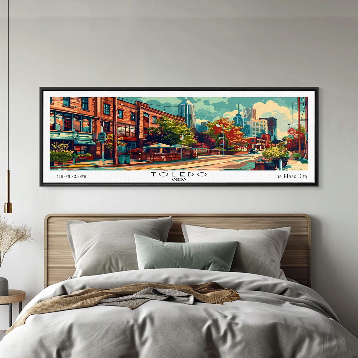 Toledo Ohio Glass City Historic Brick Street Skyline Travel Poster - Image 3