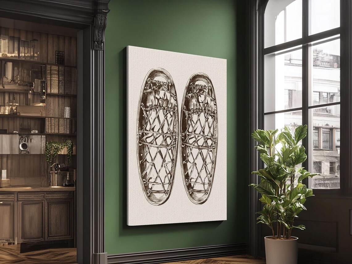 Vintage Wooden Snowshoes Sketch Rustic Winter Cabin Wall Poster - Image 6