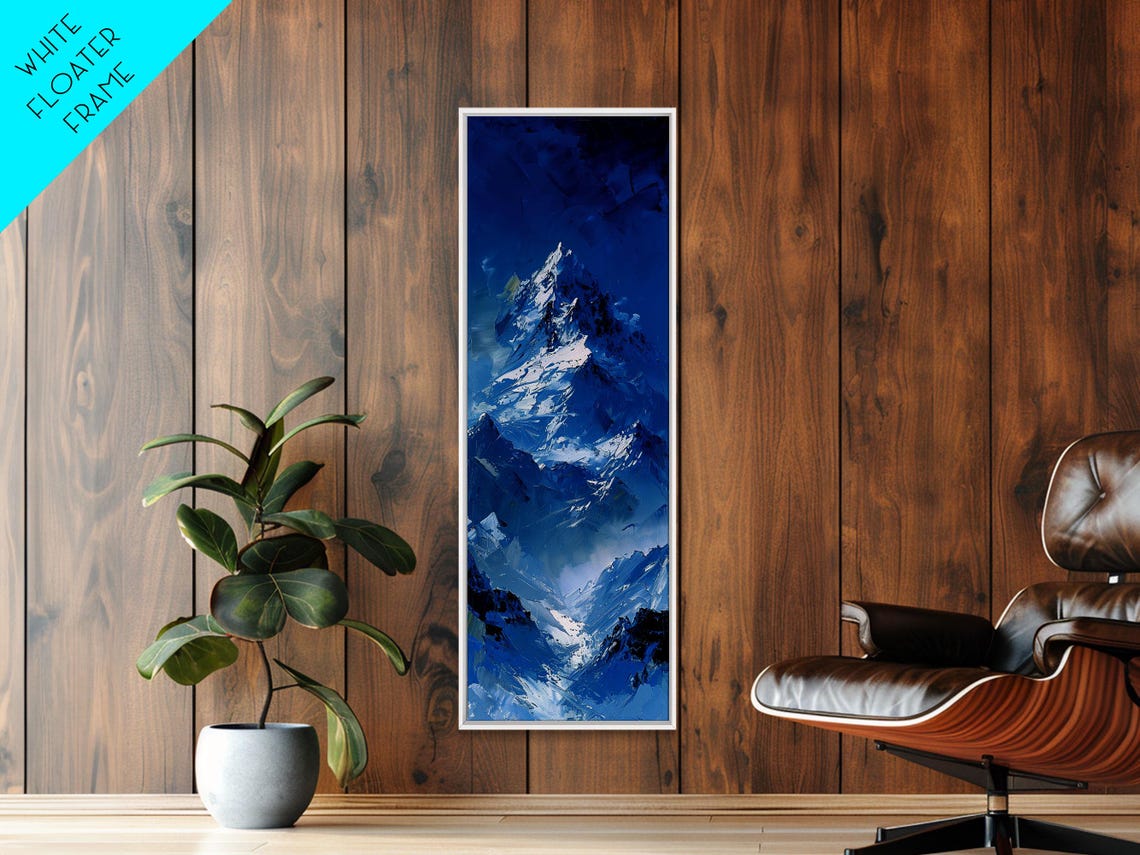 Snowy Blue Mountain Peak Dramatic Winter Landscape Art Print - Image 5