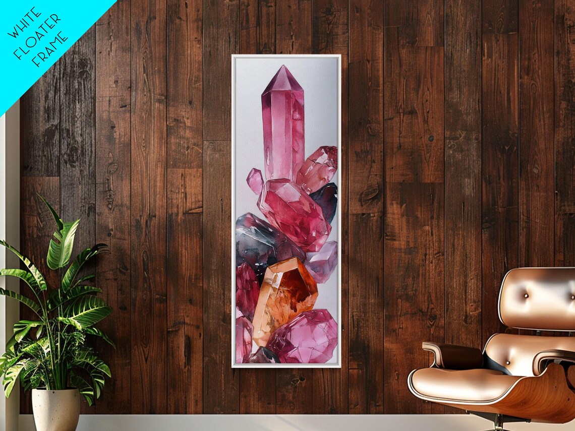 Pink Crystal Cluster Rose Quartz Watercolor Healing Art Poster - Image 6