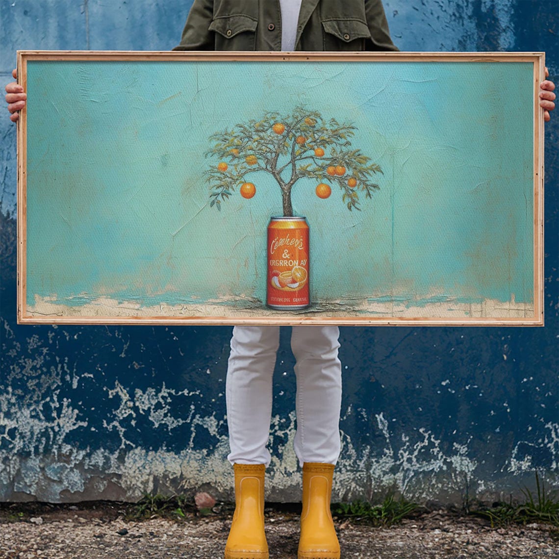 Orange Tree Growing Out Of Vintage Soda Can Surreal Plant Wall Art - Image 6