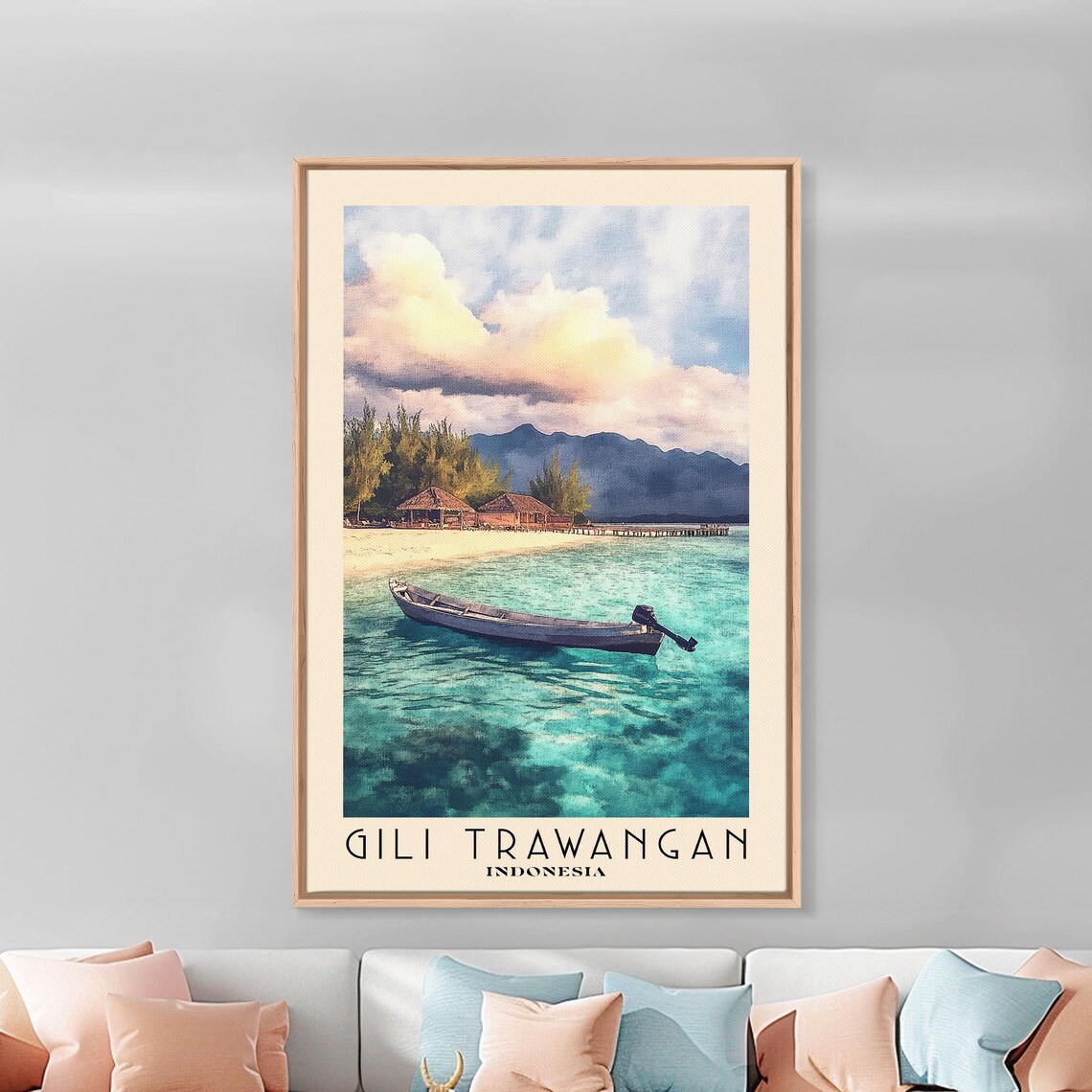 Gili Trawangan Indonesia Turquoise Lagoon Boat Sunset View Poster - Image 3
