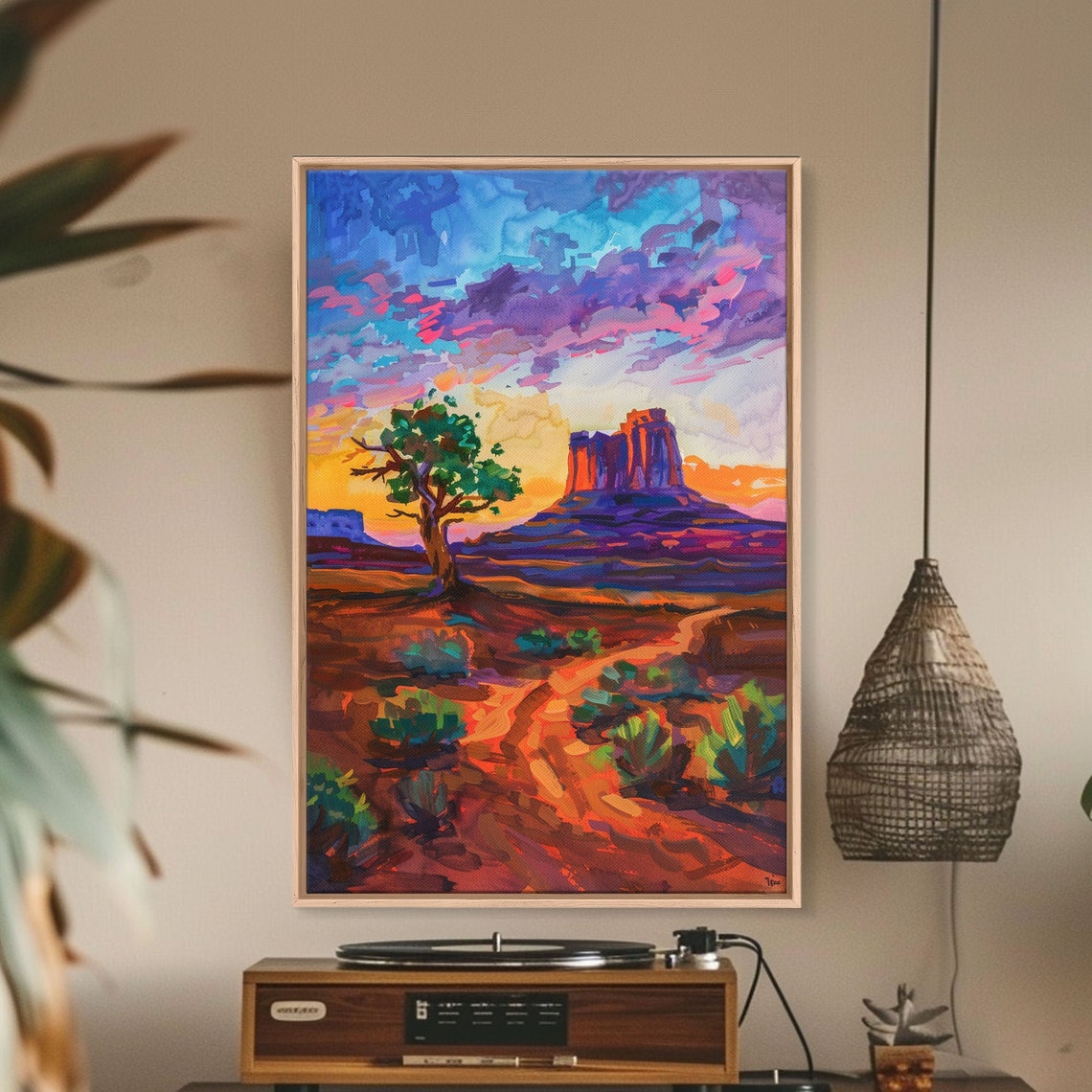 Sunset Over Monument Valley Red Rock Butte Desert Art Poster - Image 2