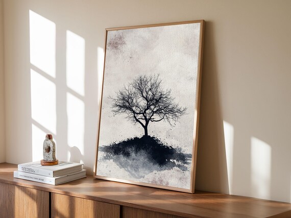 Black And White Charcoal Sketch Print Of A Dead Tree Framed Print Wabi Sabi Art Minimalist Wabi Sabi Home Decor Nuevart