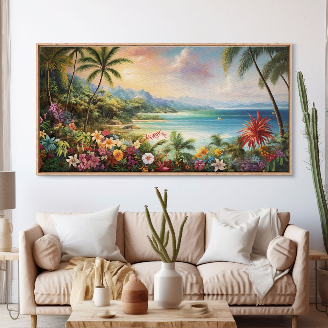 Palm Trees Beach Art Print, Tropical Landscape