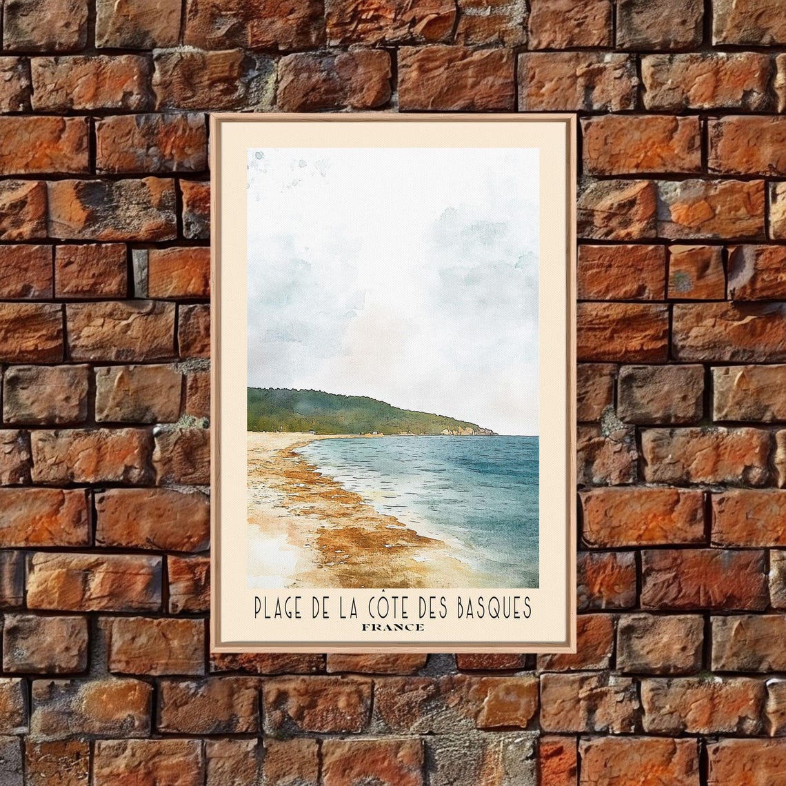 Plage De La Cote Des Basques France Sand Curve Rocky Headland Poster - Image 4