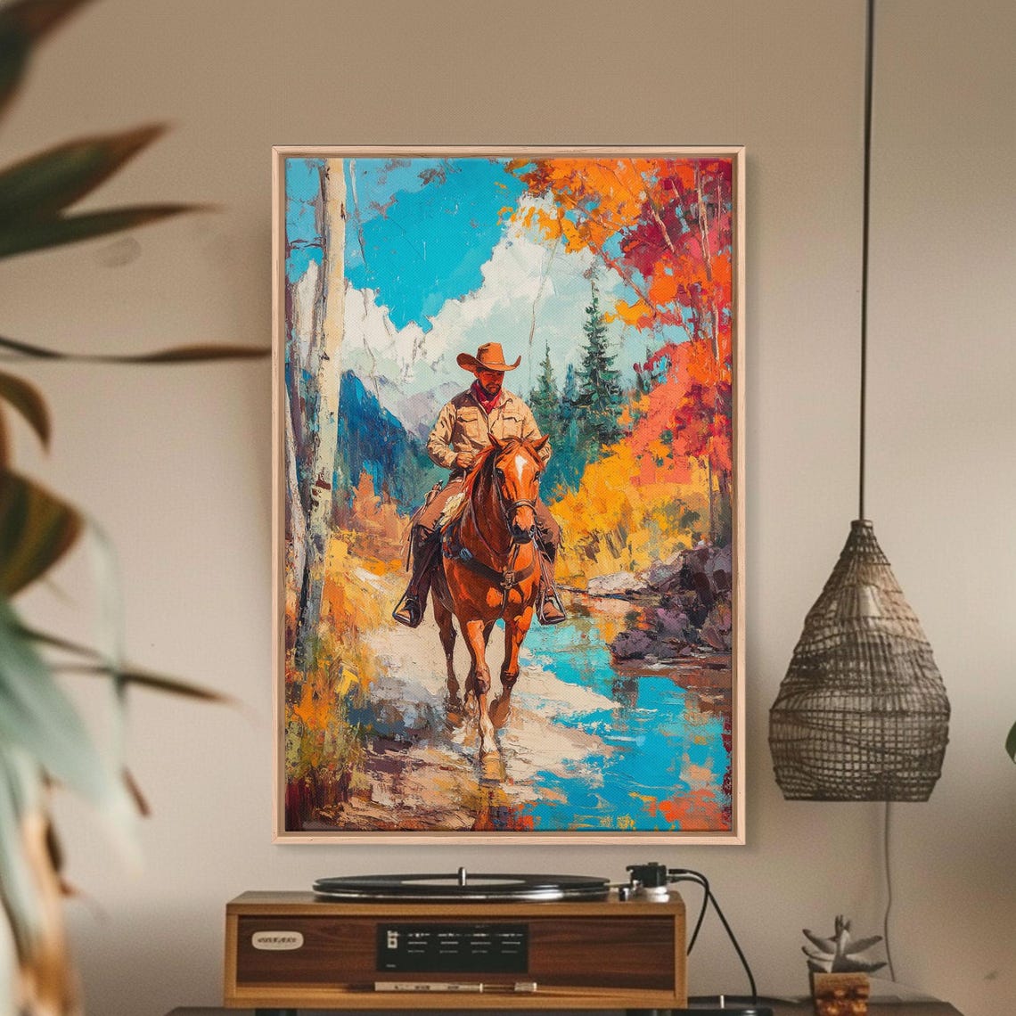 Cowboy In Snowy Landscape Print Christmas Wall Art Winter Wonderland Christmas Decor Vintage Western Christmas Gift Seasonal Wall Art - Image 5