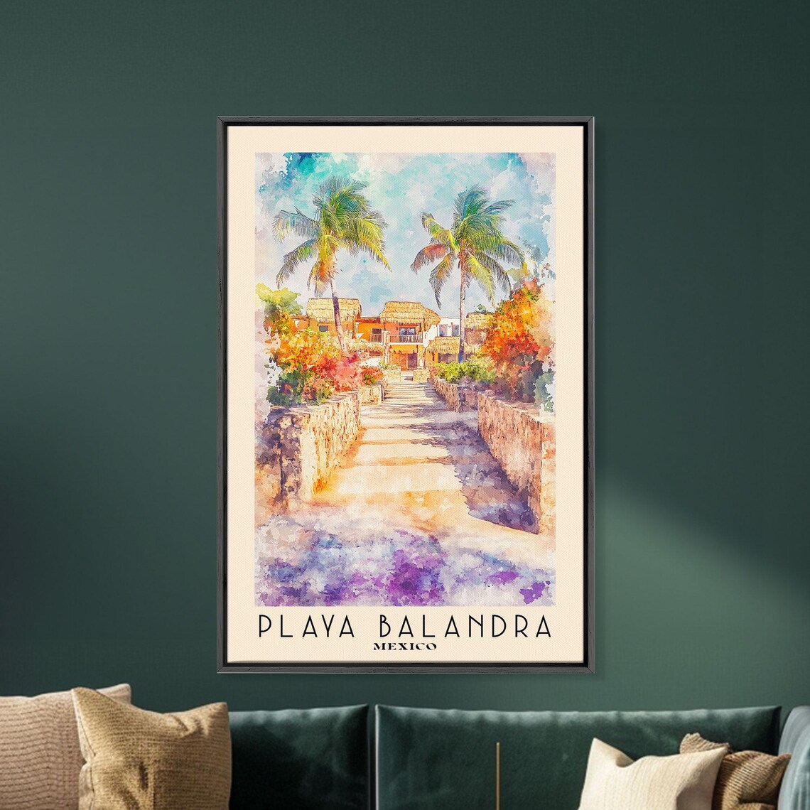 Playa Balandra Mexico Palm Lined Stone Walkway Vibrant Garden Travel Poster - Image 5