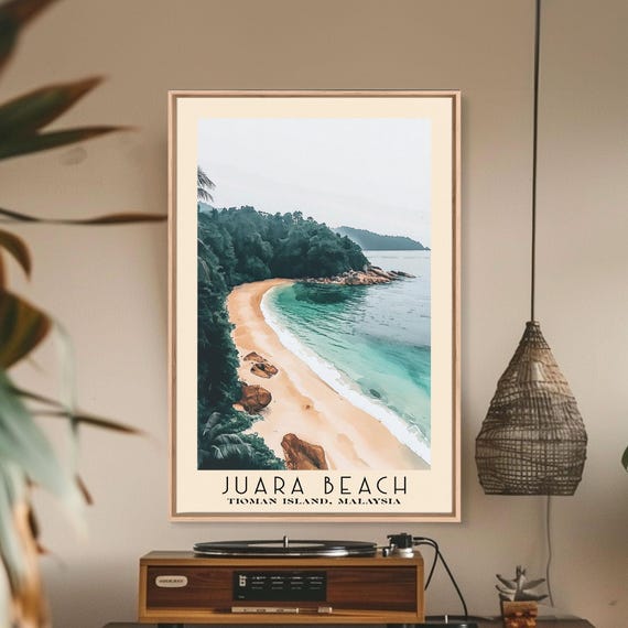 Juara Beach Tioman Island Malaysia Watercolor Print Vacation Gift Wall Art Beach Painting Beach Decor Large Wall Art Wood Frame Art