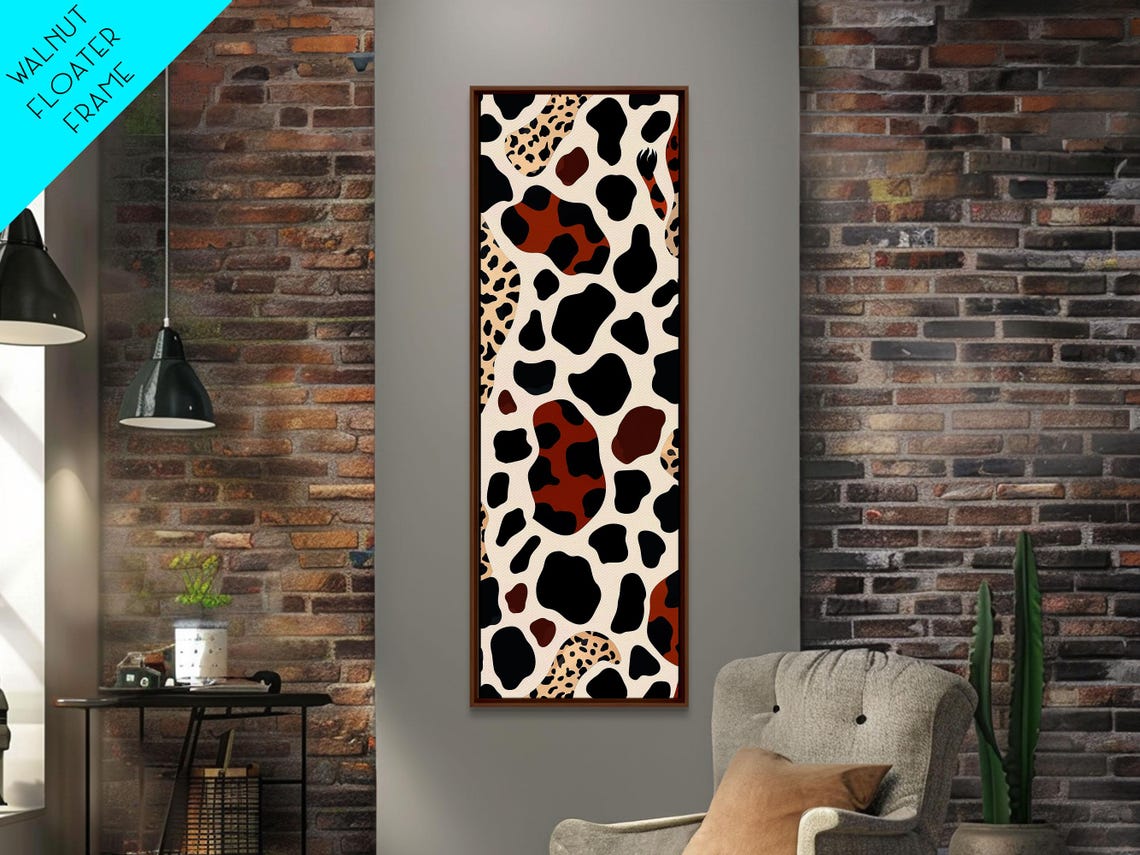 Retro 70s Cheetah Leopard Animal Spots Pattern Tall Wall Print