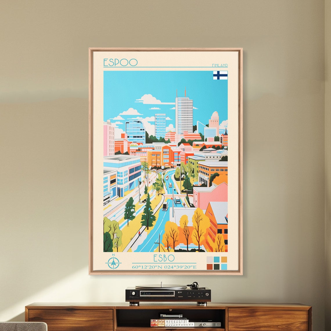 Espoo Finland Modern High Rises Cityscape Autumn Trees Poster - Image 2