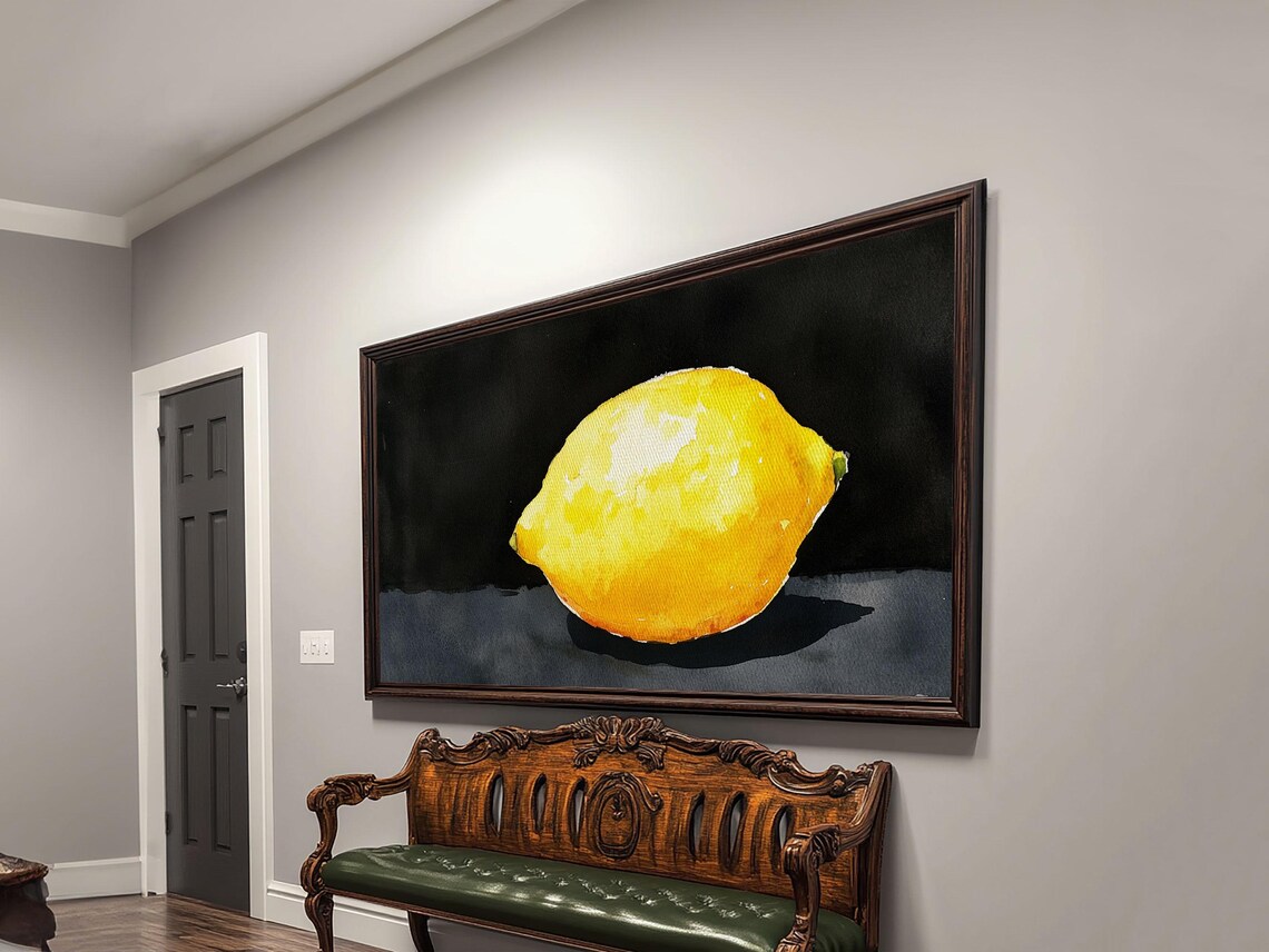 A Whole Lemon Framed Print Abstract Watercolor Lemon Painting Kitchen Wall Art - Image 6