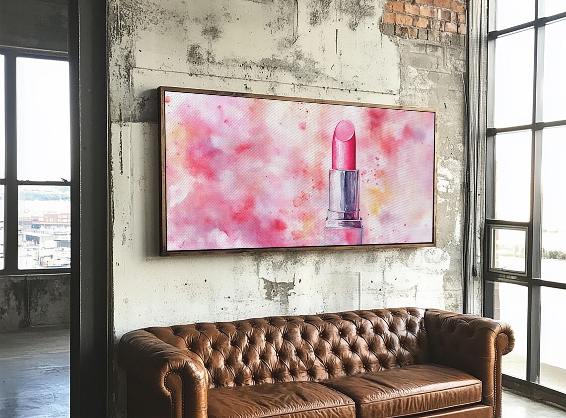 Pink Lipstick Watercolor Painting Bold Pop Beauty Cosmetic Style Poster - Image 4