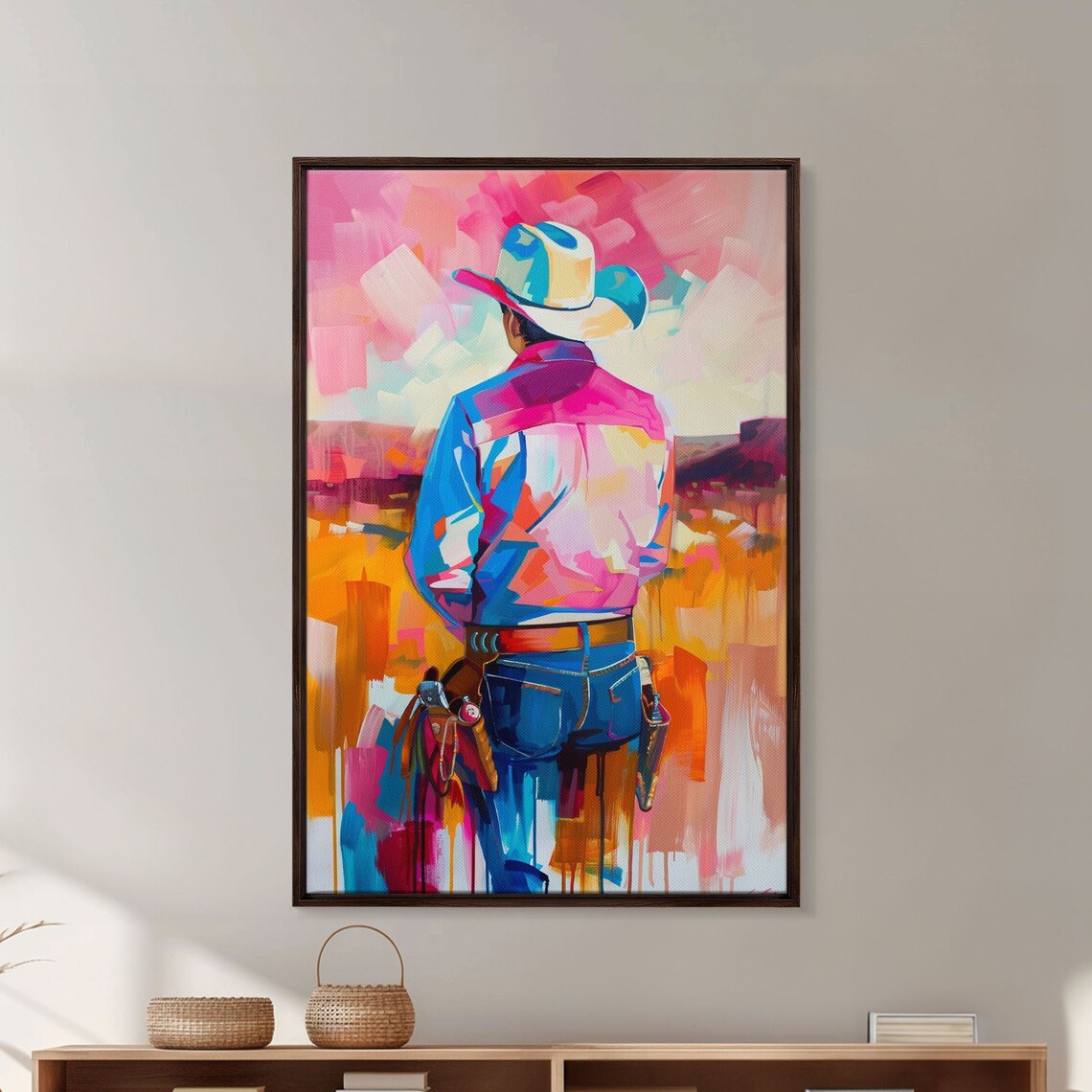Abstract Cowboy Art Print, Contemporary Western Decor - Image 2