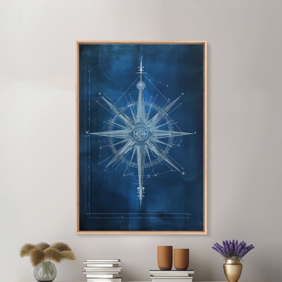 Industrial Compass Nautical Blueprint Art Print