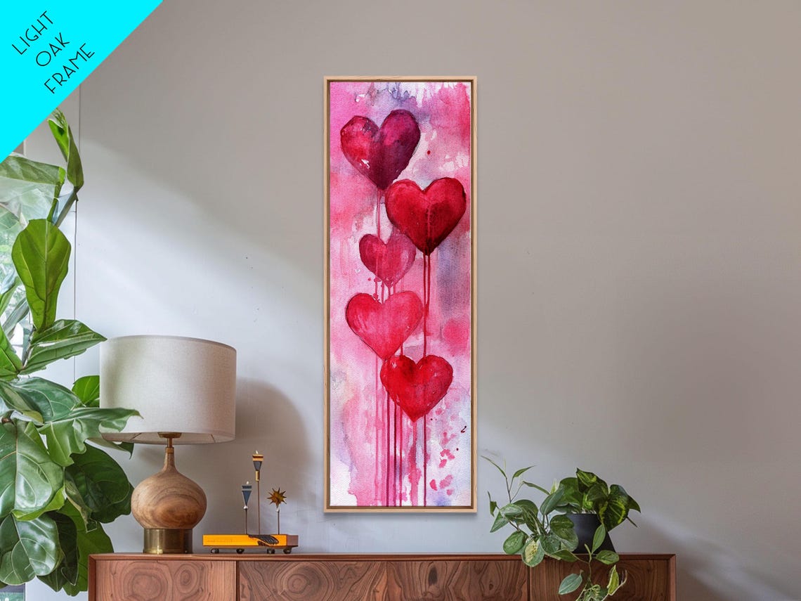 Dripping Red Hearts Watercolor Abstract Romantic Love Wall Art - Image 5