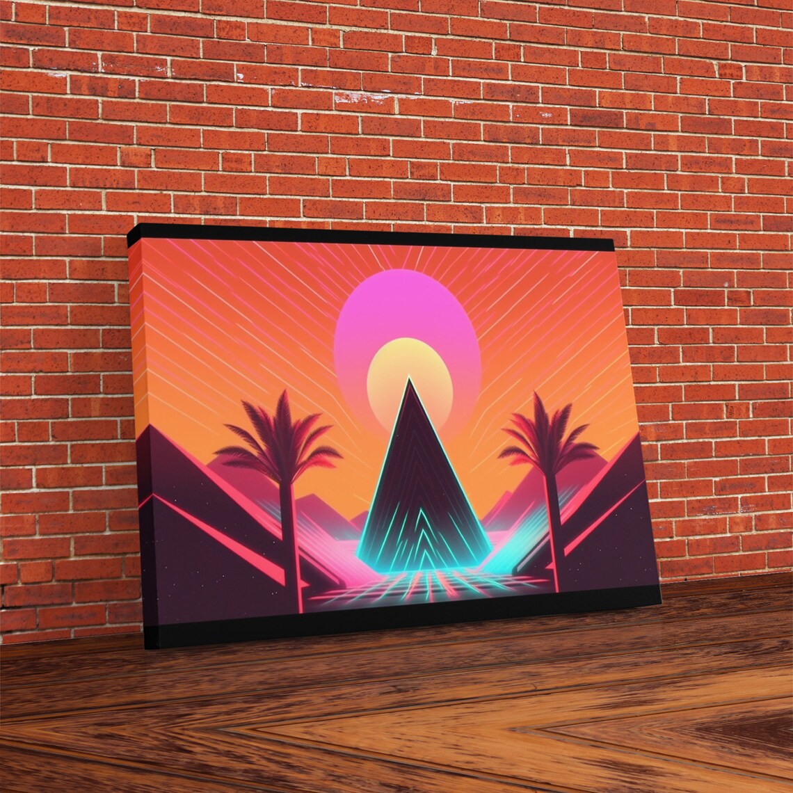 Vaporwave Cityscape Night, Purple Travel Poster