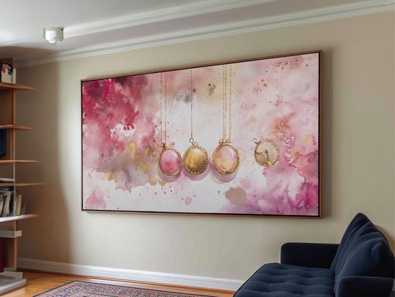 Gold Necklace Art Framed Print Pink Abstract Art Minimalist Art Light Pink Wall Art Boho Wall Art Bedroom Art Rustic Decor