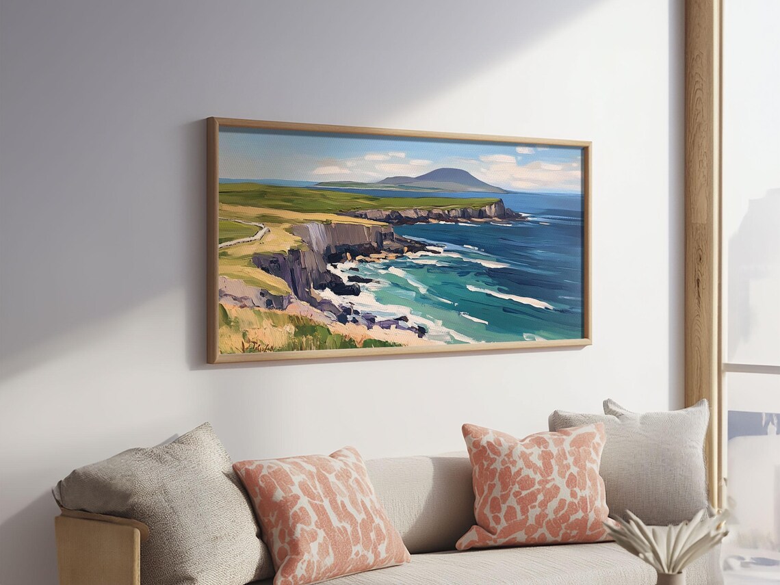 Cliffs of Moher Abstract Landscape Painting Art Print - Image 2
