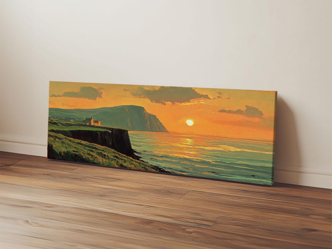 Ireland Painting Print Cliffs Of Moher Framed Print Wood Framed Wall Art Ireland Painting Ireland Decor Art Of Ireland