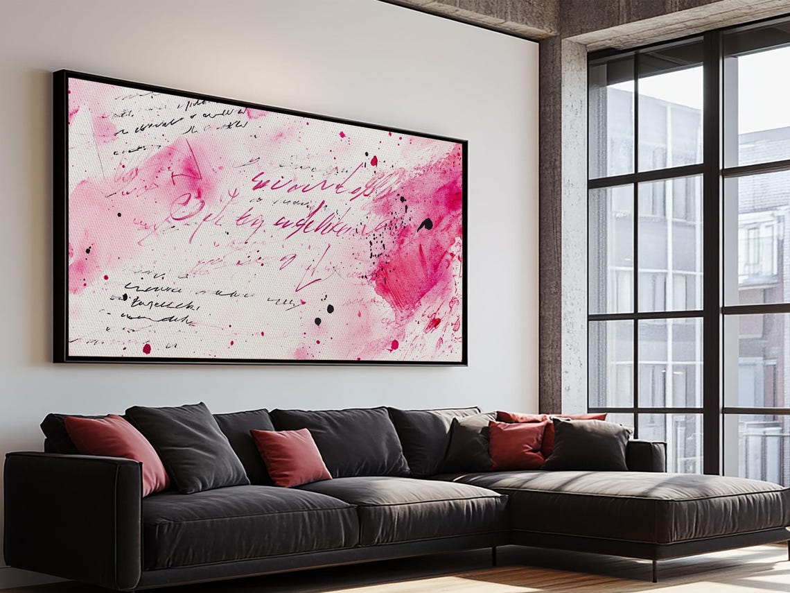 Abstract Lettering Print Pink Graffiti Wall Art Modern Living Room Or Dorm Decor Bold Aesthetic Artwork Contemporary Gift Idea - Image 5