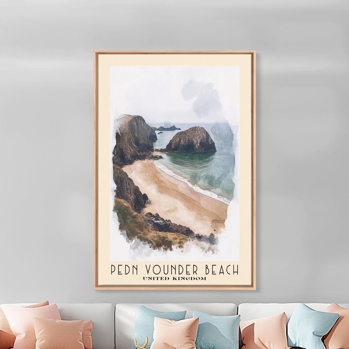 Pedn Vounder Beach United Kingdom Cliff Cove Sea Stack Mist Poster - Image 3