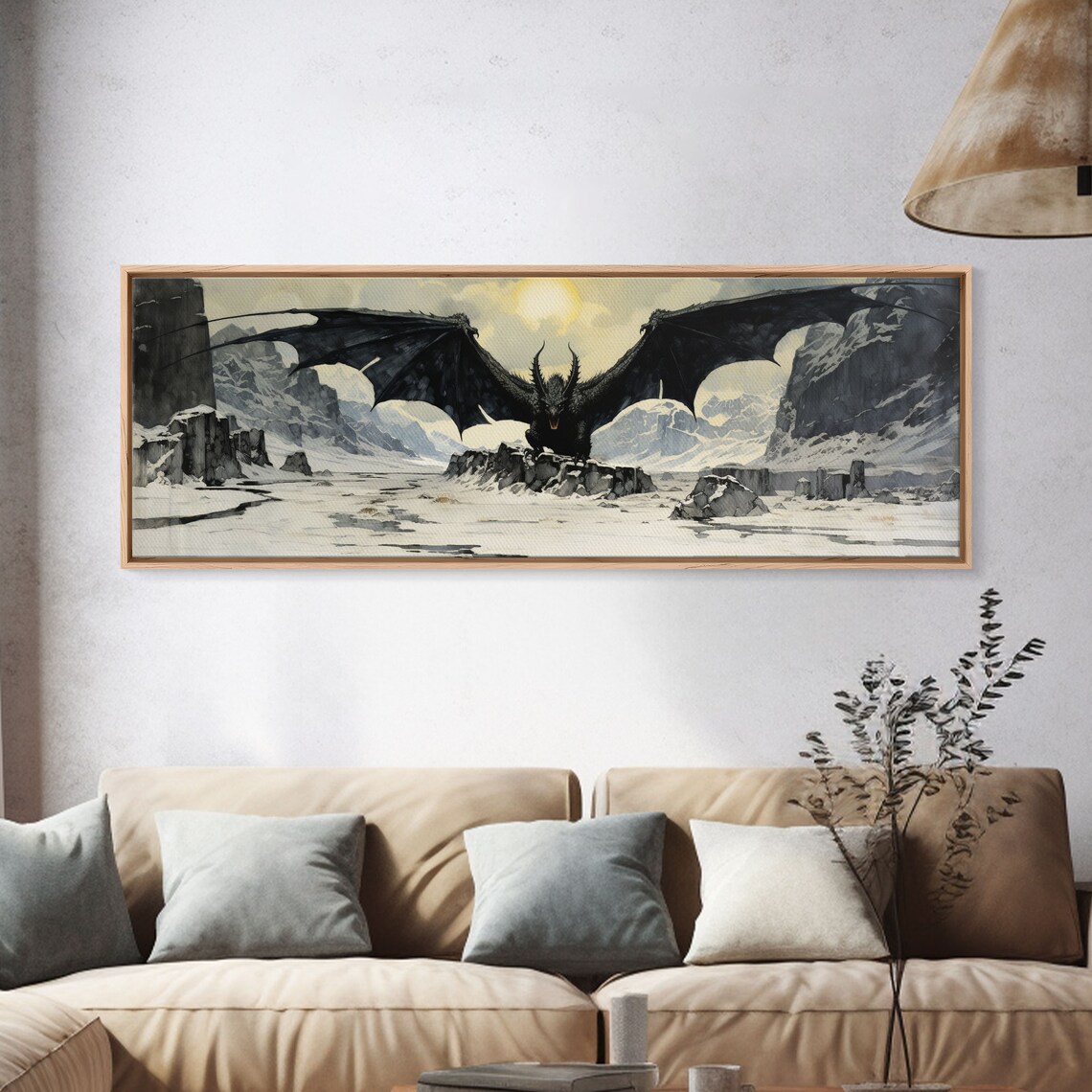 Panoramic Dragon Fantasy Art Print, Mythical Decor - Image 4