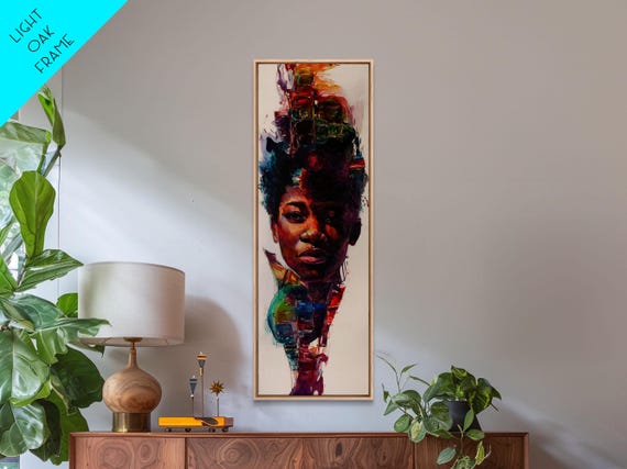 Vibrant African Portrait Framed Print Afrocentric Art Bold Colors Geometric Abstract Home Decor Living Room Wall Art