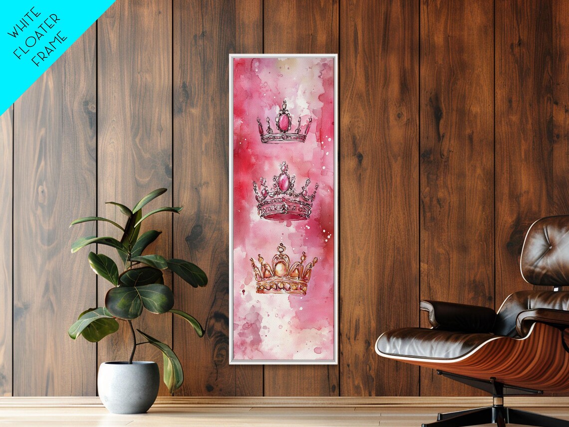 Three Pink Watercolor Crowns Royal Feminine Wall Decor Poster - Image 6