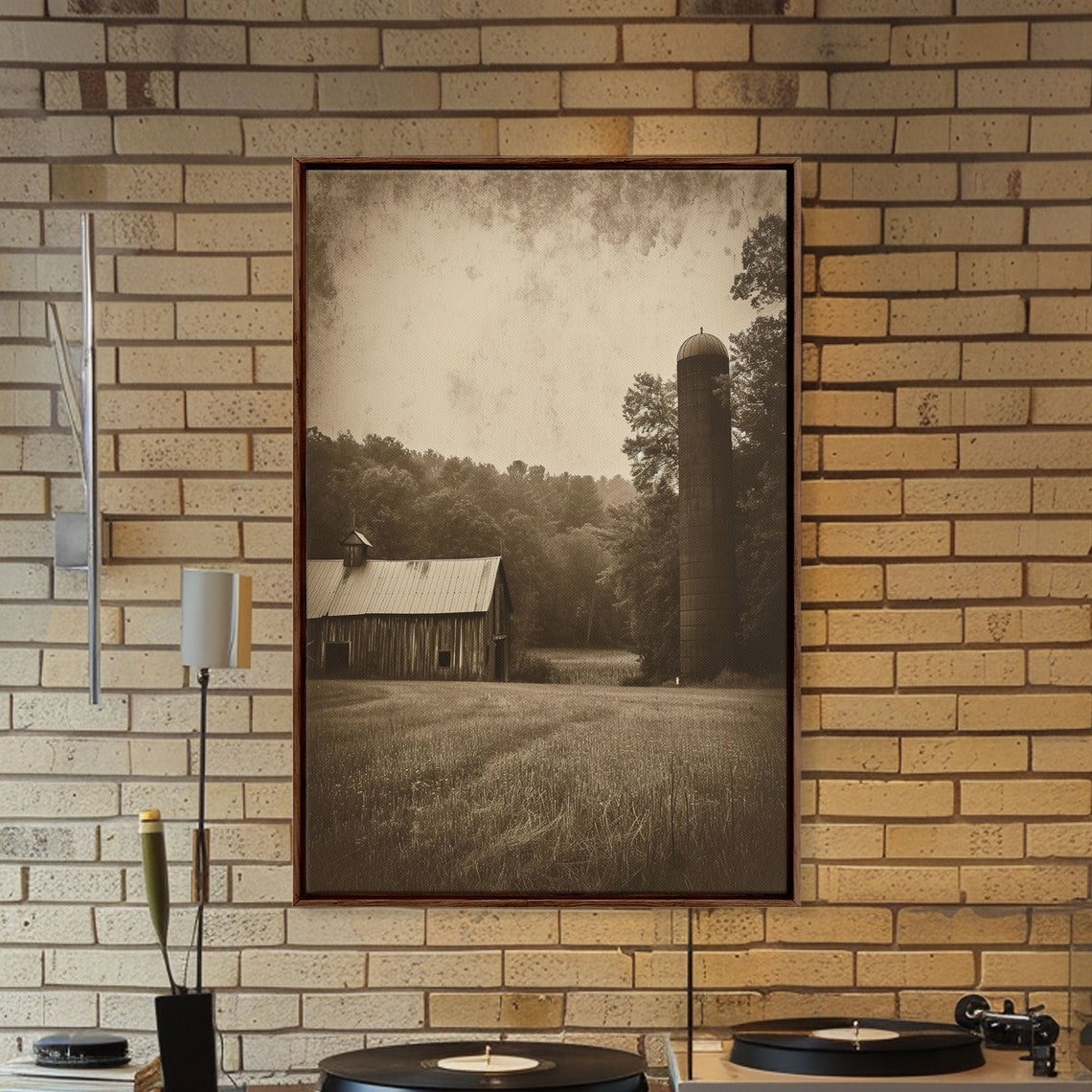 Sepia Vintage Farm Barn Silo Countryside Old Photograph Art Print - Image 4