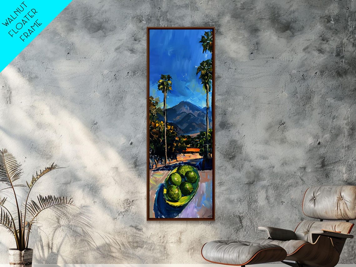 California Palm Trees Dusk Mountain Citrus Bowl Still Life Art Poster - Image 2