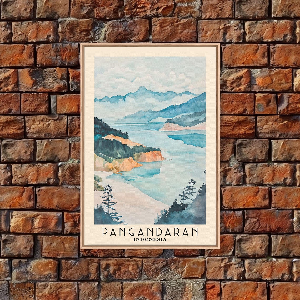 Pangandaran Indonesia Bay Cliffs Forest Misty Mountain Shore Poster - Image 4