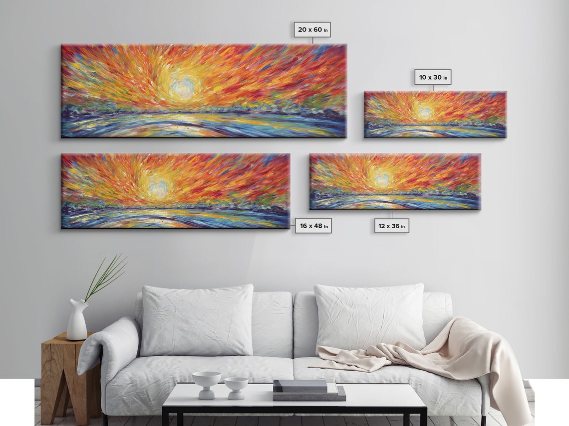 Swirling Sunburst Abstract Sunset Orange Red Yellow Ocean Art Poster - Image 3
