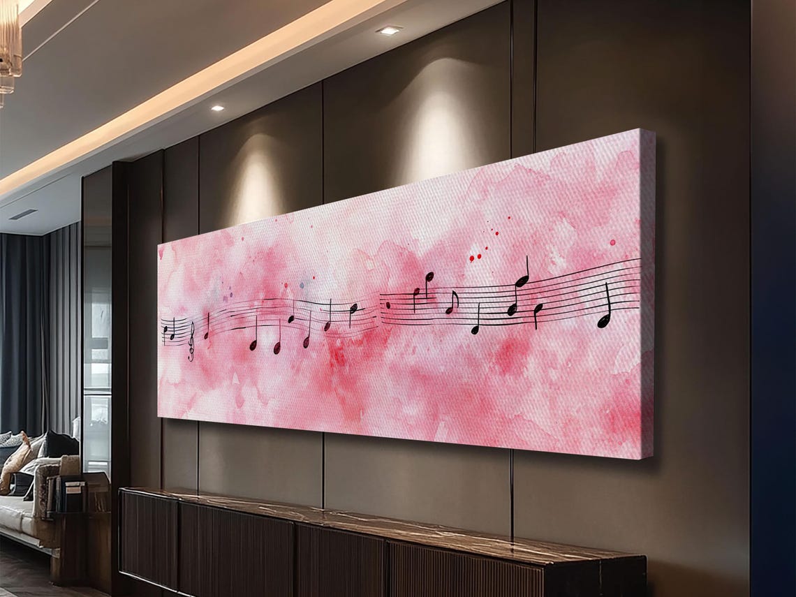 Sheet Music Notes Pink Watercolor Musical Staff Modern Rustic Poster - Image 6