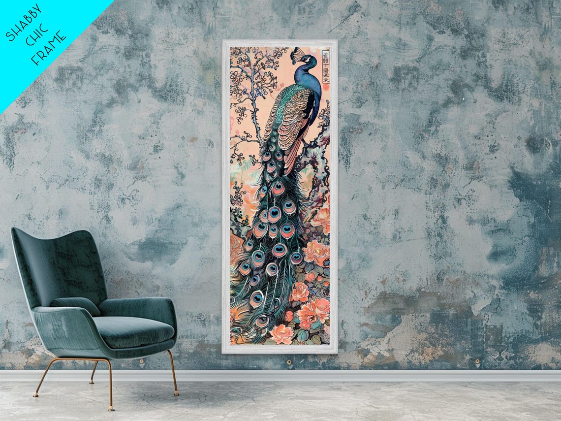 Abstract Rainbow And Waterfall Framed Print Tall Skinny Japanese Style Wall Art - Image 5
