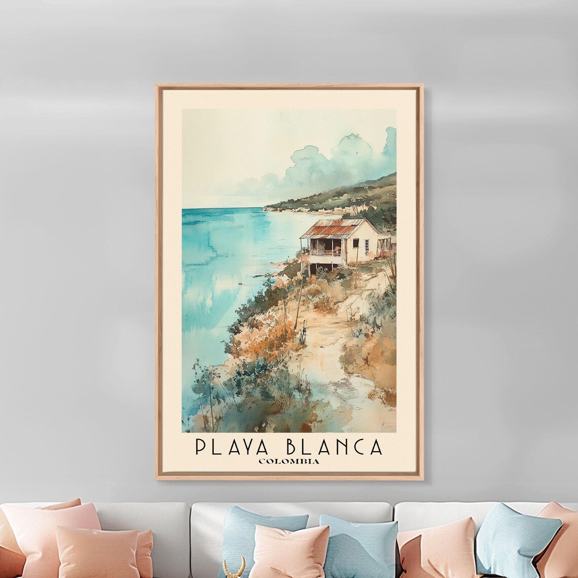 Playa Blanca Colombia Stilt Hut Rocky Point Turquoise Bay Poster - Image 3