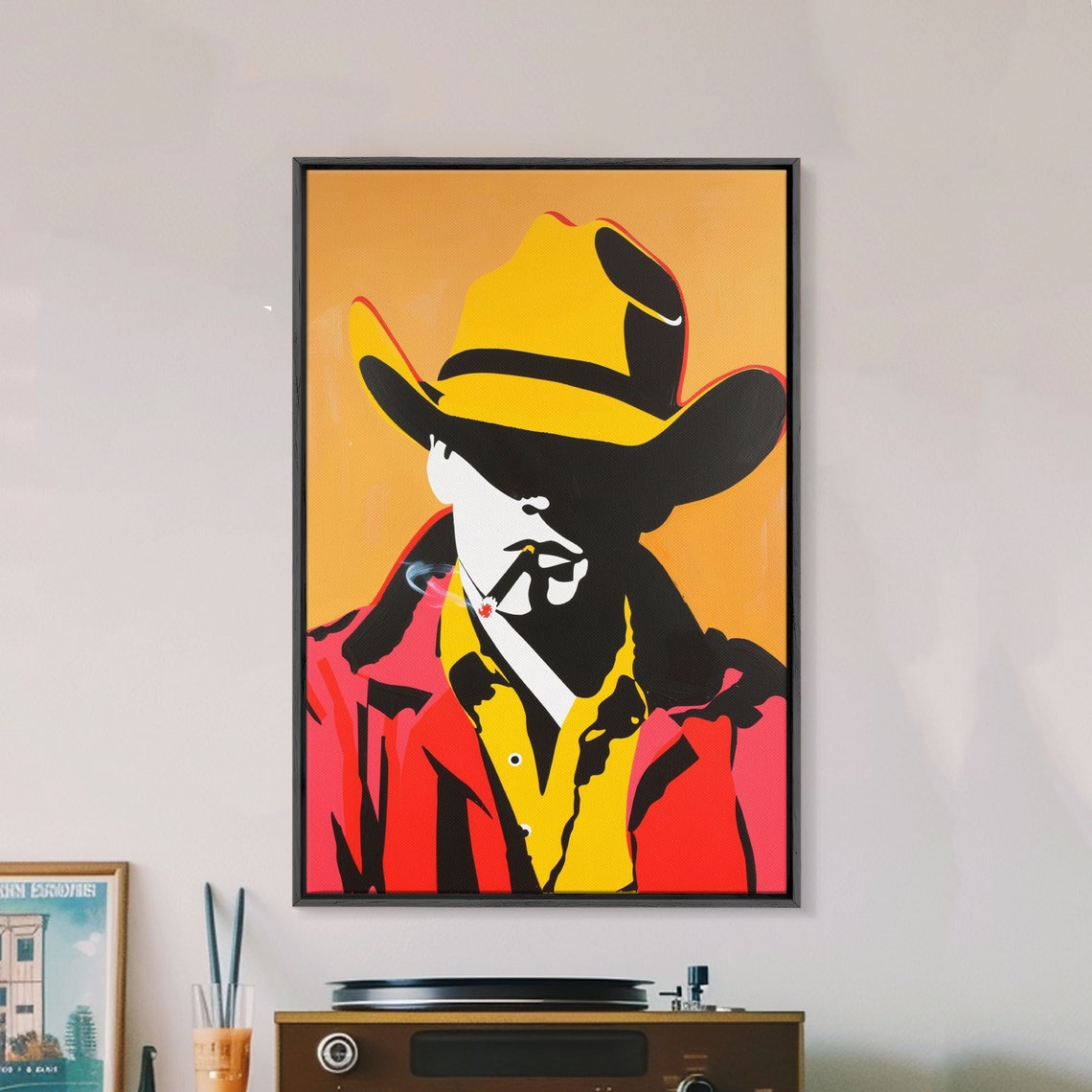 Bold Cowboy Silhouette With Cigarette Pop Art Style Wall Poster - Image 4
