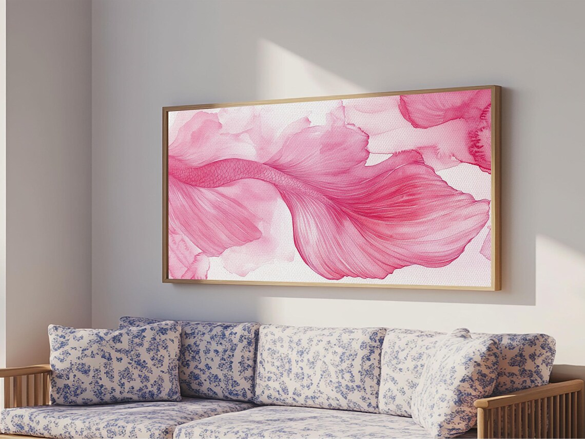 Pink Abstract Watercolor Petals Flowing Floral Fine Art Wall Poster - Image 6