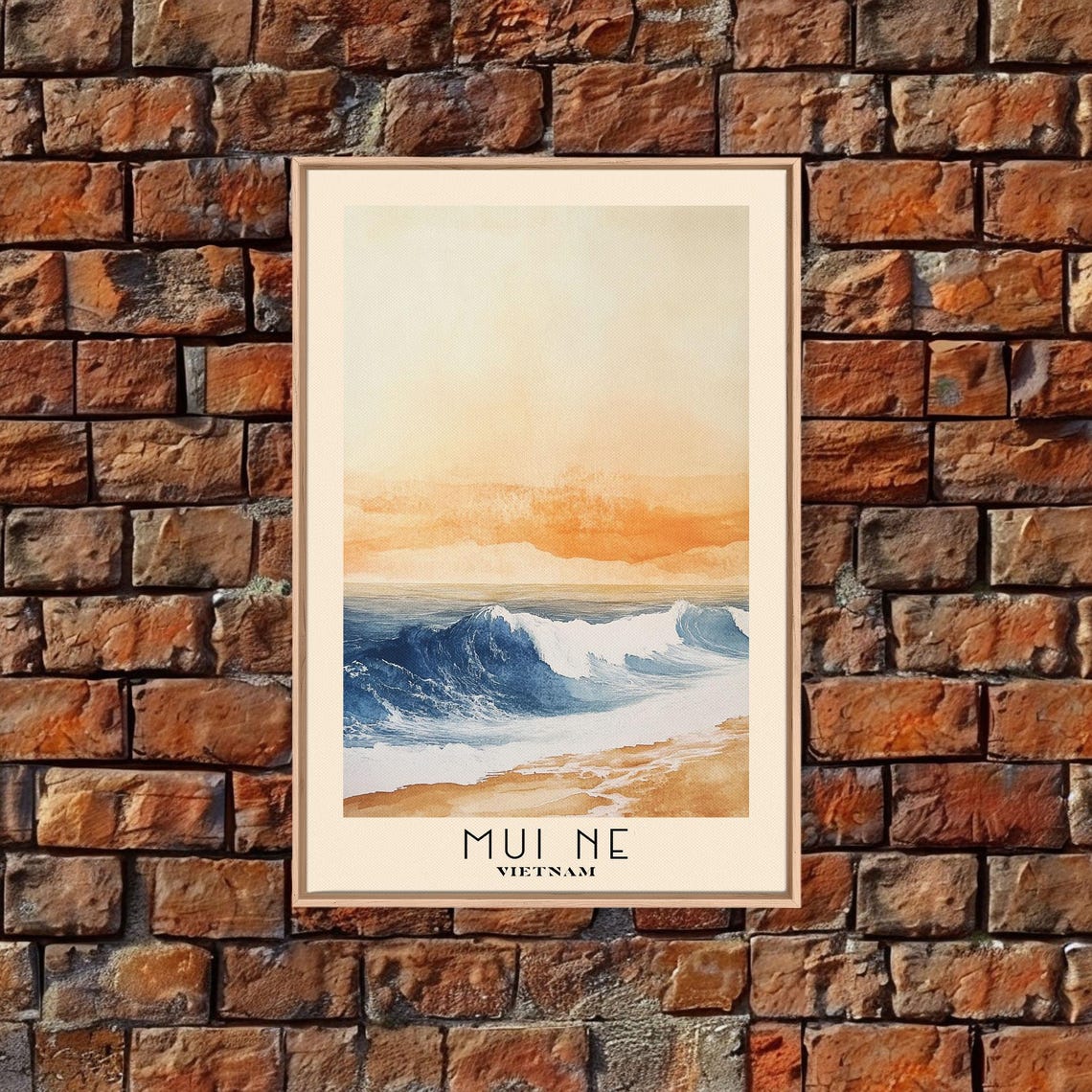 Mui Ne Vietnam Sunset Surf Crashing Waves Watercolor Beach Poster - Image 4