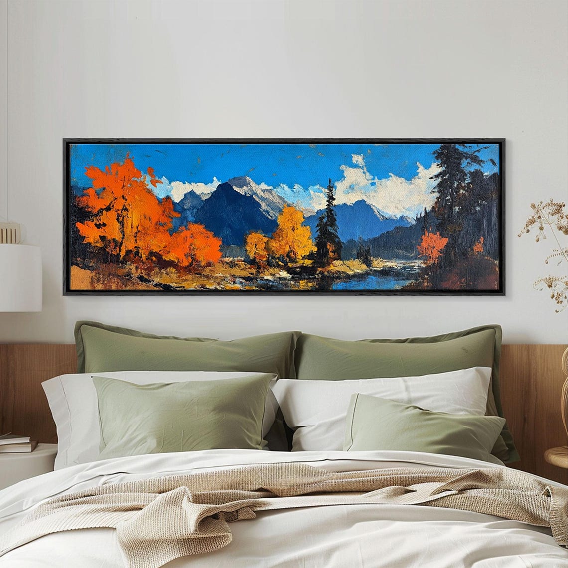 Fall Mountain Peaks Orange Aspen Trees Snow Alpine Landscape Print - Image 2