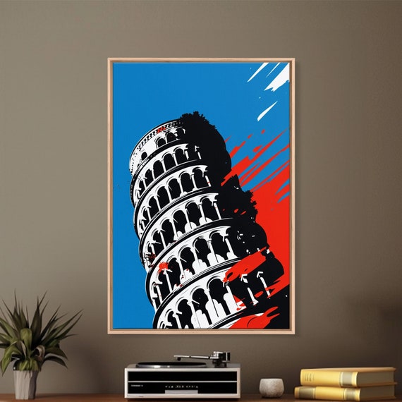 Abstract Print Of The Leaning Tower Of Pisa Rome Travel Art Poster Framed And Printed Art Modern Wall Art Man Cave Decor