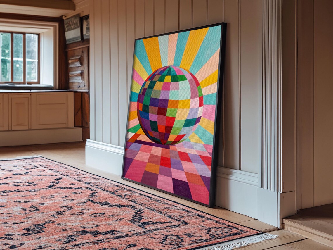 Rainbow Disco Ball Art Print, Abstract by Nuevart - Image 2