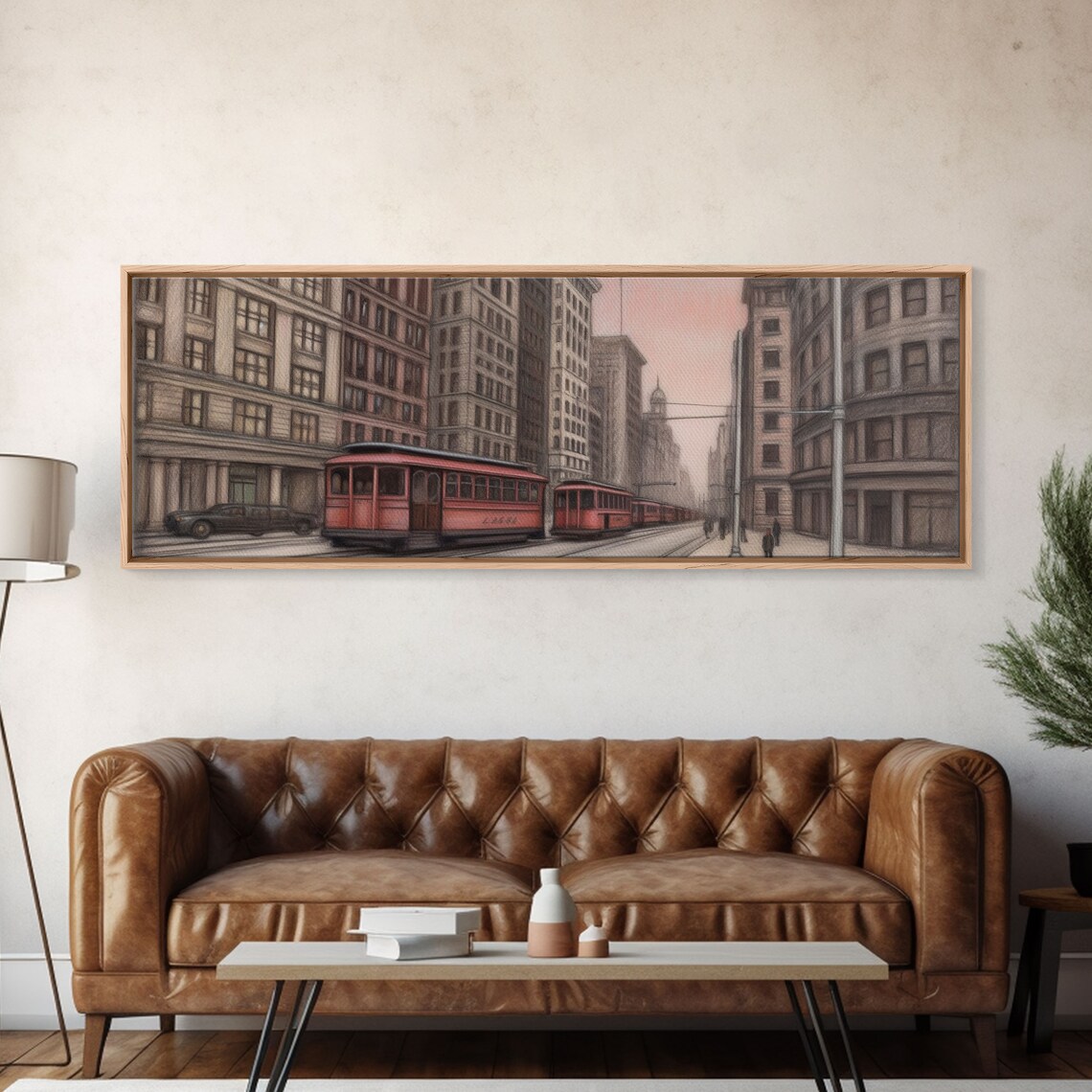 Colored Pencil Streetcar City Urban Travel Poster - Image 5