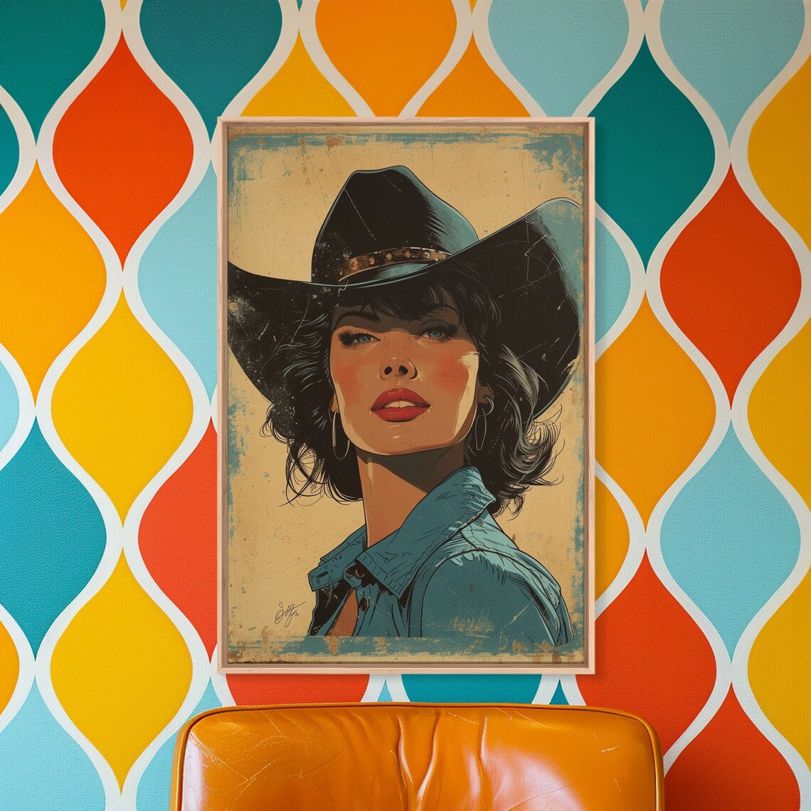 Retro Cowgirl Mid-Century Western Vintage Art Print - Image 3