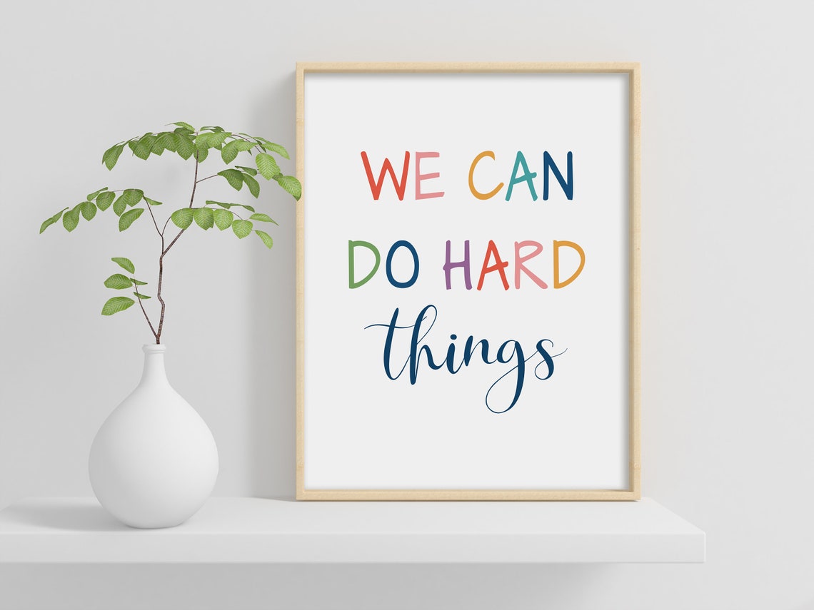We Can Do Hard Things Colorful Affirmation Kids Classroom Poster - Image 2