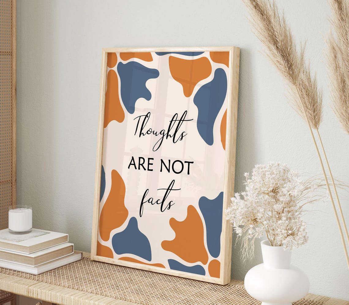 Thoughts Are Not Facts Boho Abstract Mental Health Quote Poster - Image 2