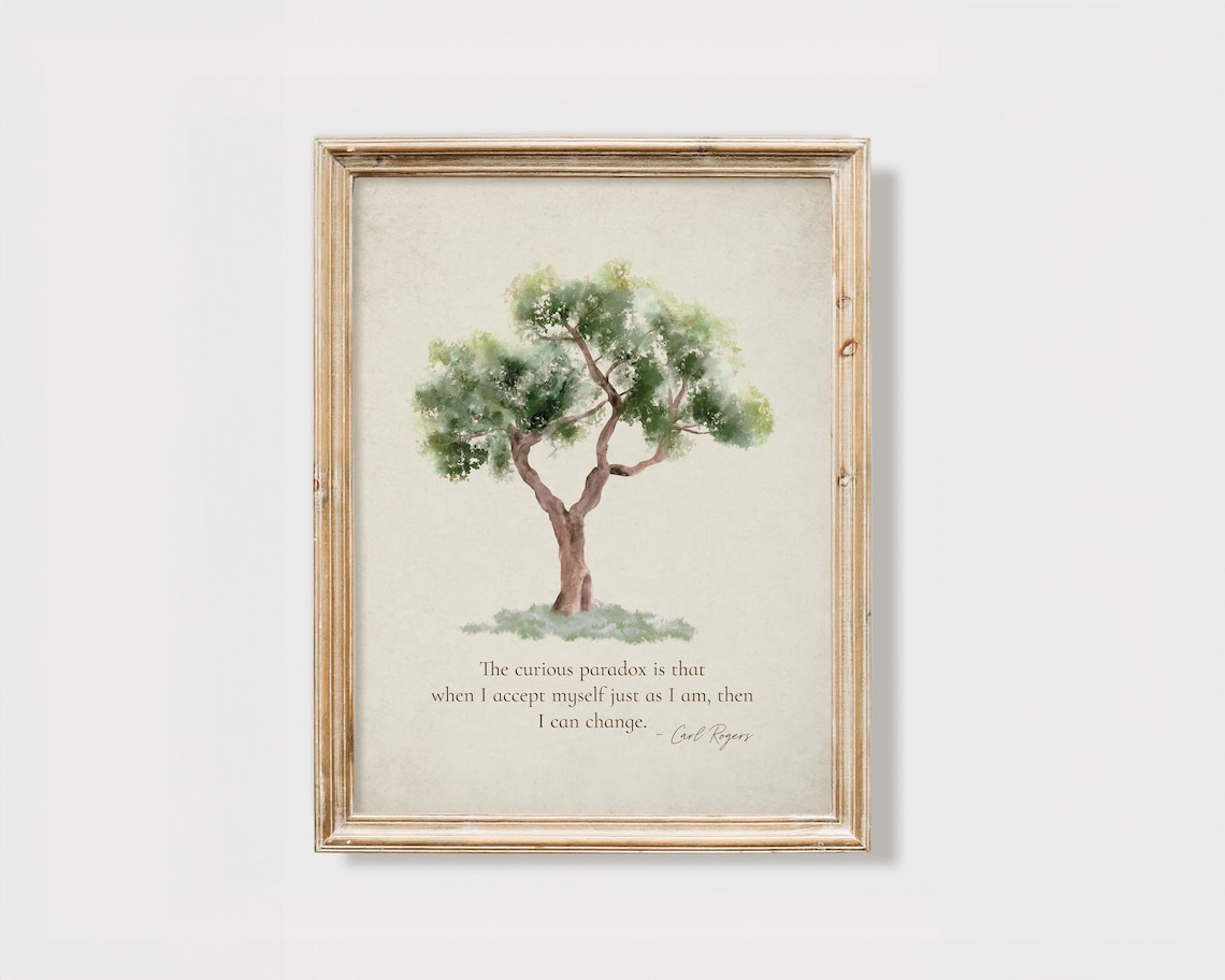 Carl Rogers Quote Vintage Mental Health Art Print