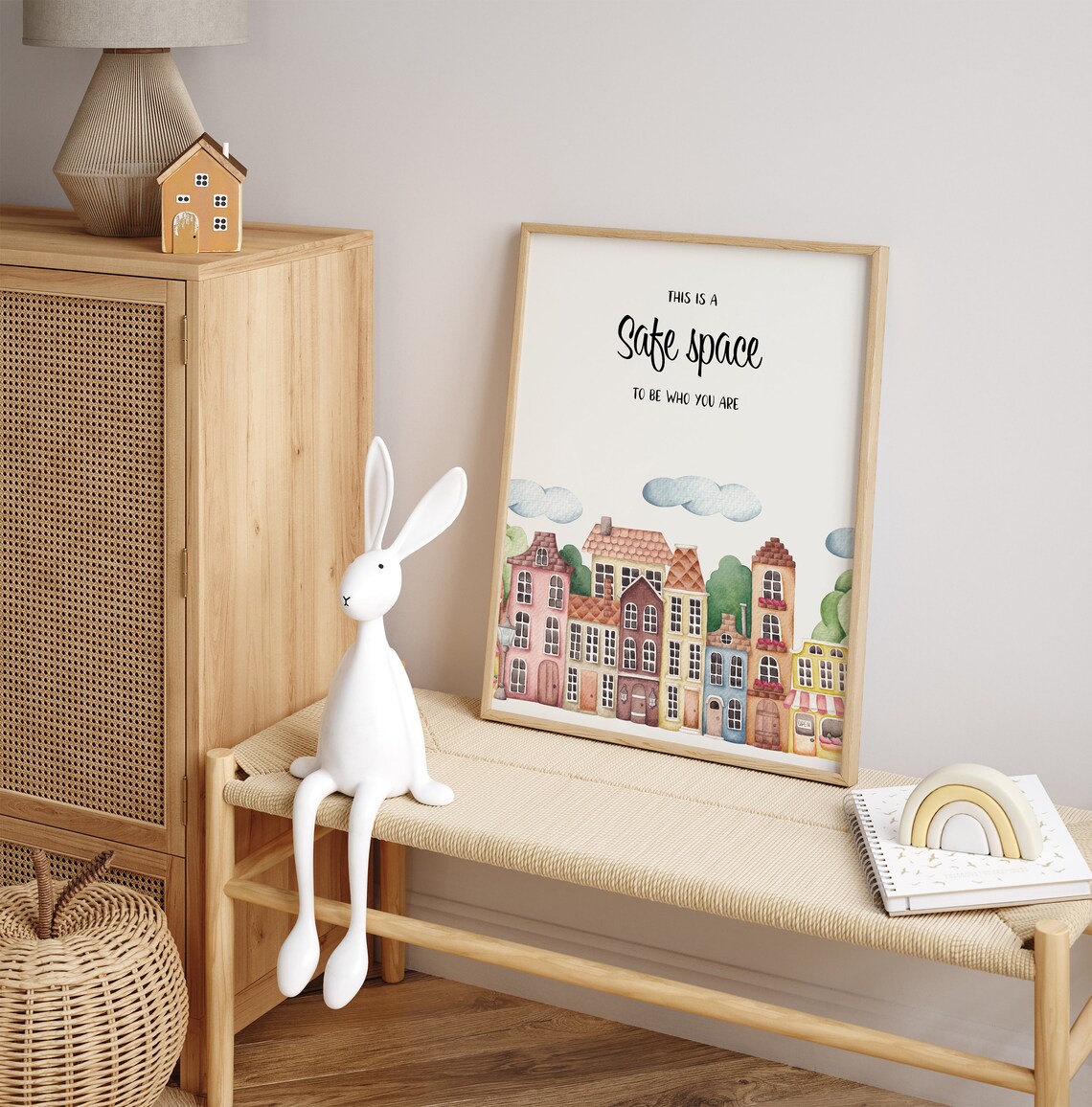 This Is a Safe Space to Be Who You Are Watercolor Houses Poster - Image 3