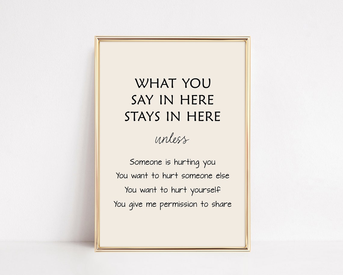 Confidentiality Sign What You Say in Here Stays in Here Therapy Poster