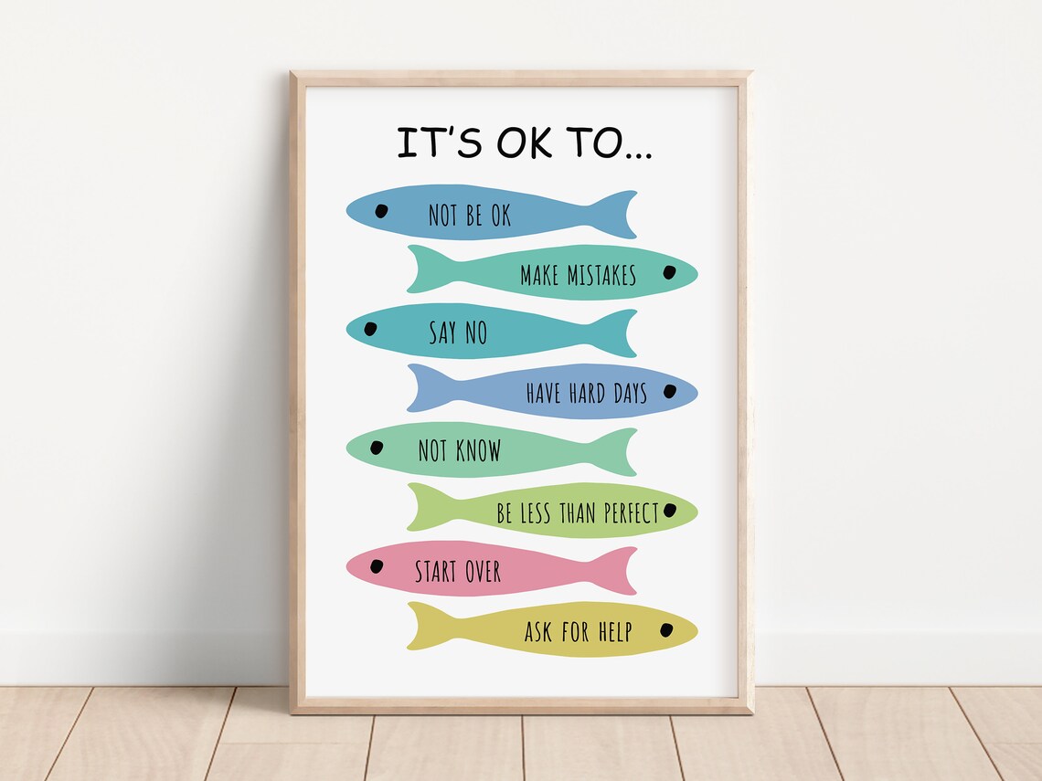 It's Ok To Make Mistakes Colorful Fish Classroom Counselor Poster - Image 3